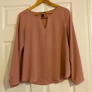 Blush Colored Blouse with Key-Hole Neck